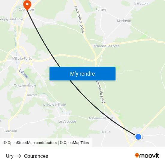 Ury to Courances map
