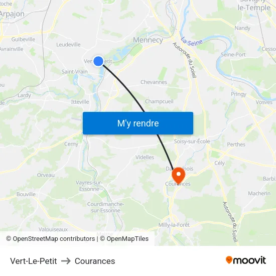 Vert-Le-Petit to Courances map