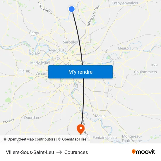 Villers-Sous-Saint-Leu to Courances map