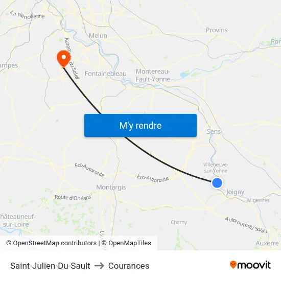 Saint-Julien-Du-Sault to Courances map