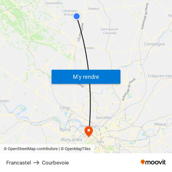 Francastel to Courbevoie map