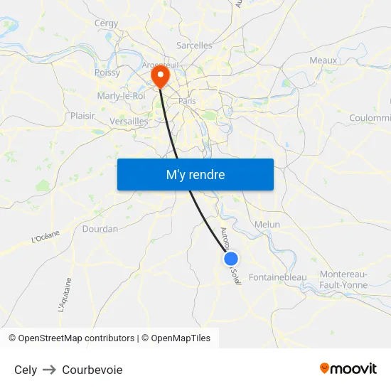 Cely to Courbevoie map