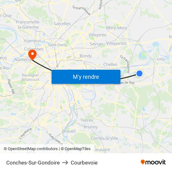 Conches-Sur-Gondoire to Courbevoie map