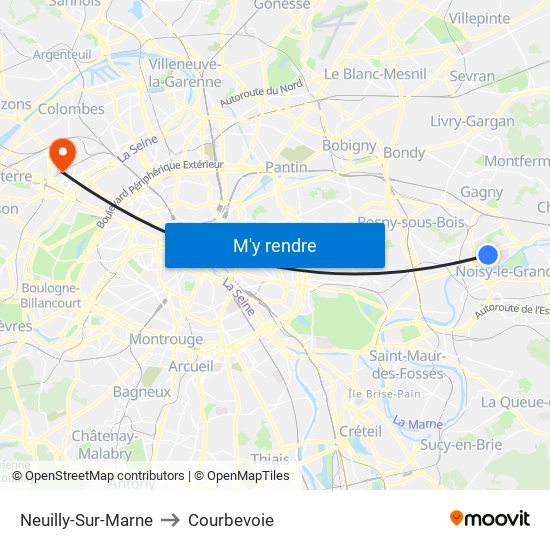 Neuilly-Sur-Marne to Courbevoie map