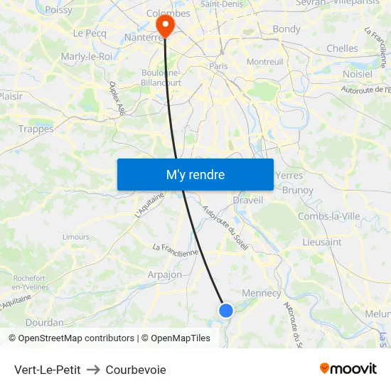 Vert-Le-Petit to Courbevoie map