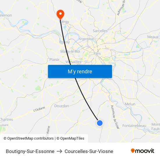 Boutigny-Sur-Essonne to Courcelles-Sur-Viosne map