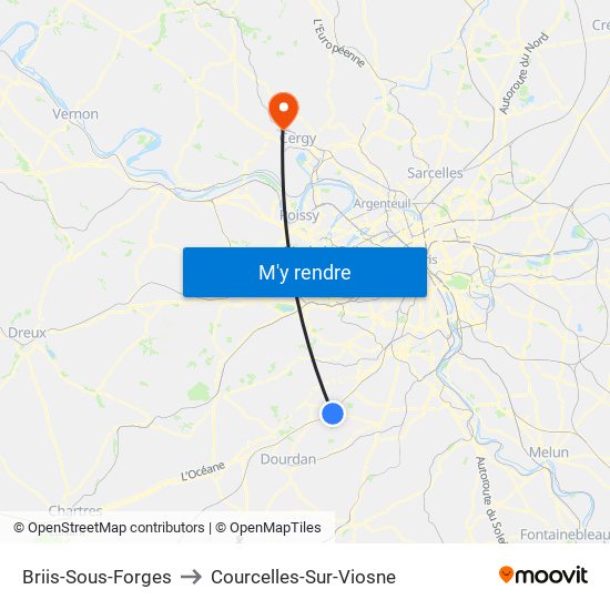 Briis-Sous-Forges to Courcelles-Sur-Viosne map