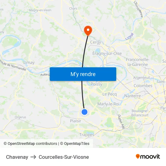 Chavenay to Courcelles-Sur-Viosne map