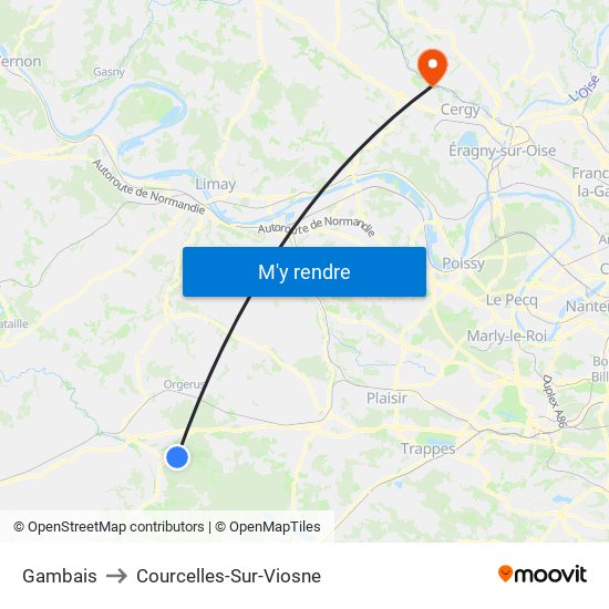 Gambais to Courcelles-Sur-Viosne map