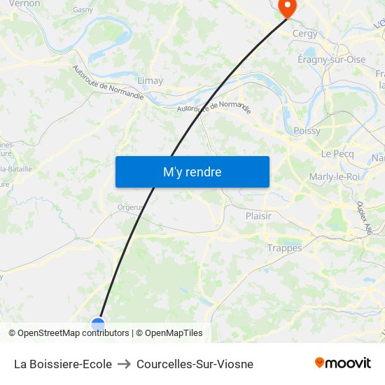 La Boissiere-Ecole to Courcelles-Sur-Viosne map