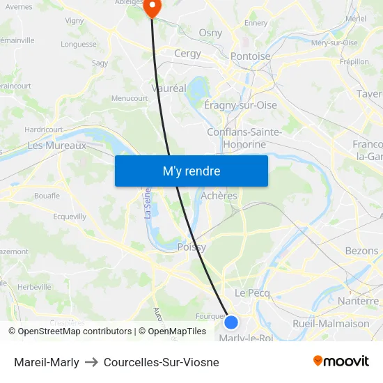 Mareil-Marly to Courcelles-Sur-Viosne map