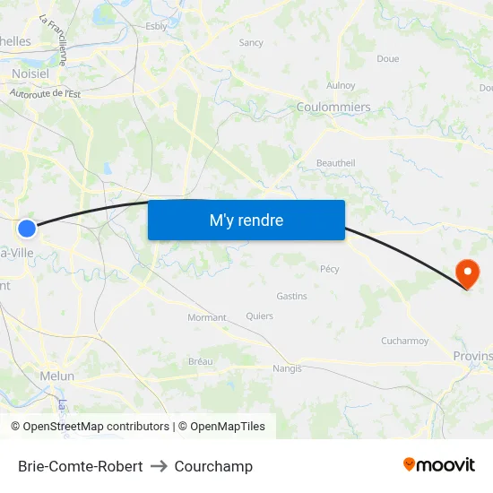 Brie-Comte-Robert to Courchamp map