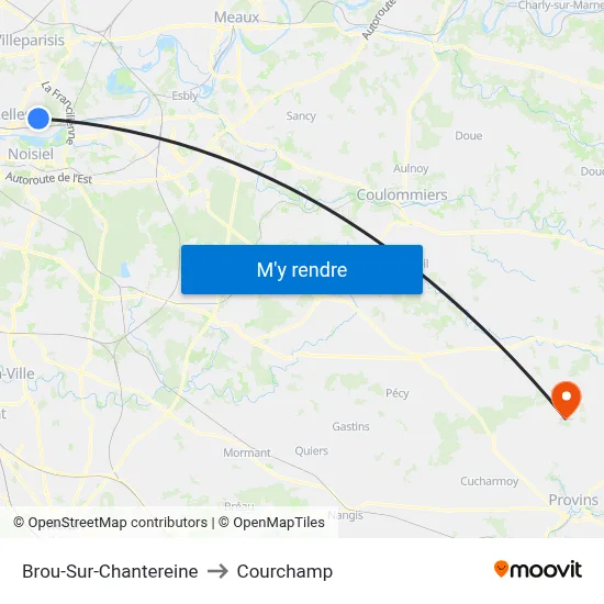 Brou-Sur-Chantereine to Courchamp map