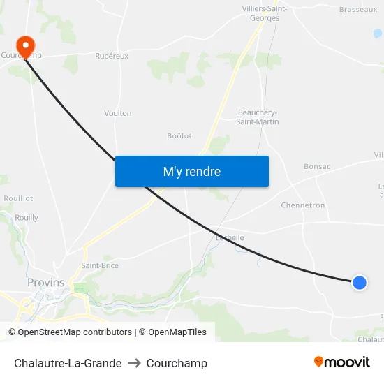 Chalautre-La-Grande to Courchamp map