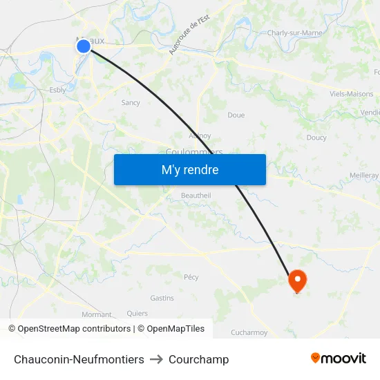 Chauconin-Neufmontiers to Courchamp map