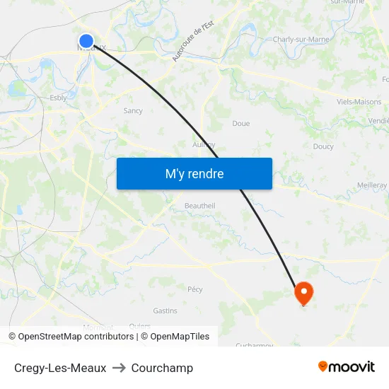 Cregy-Les-Meaux to Courchamp map