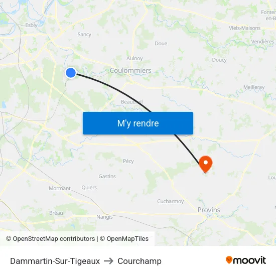 Dammartin-Sur-Tigeaux to Courchamp map