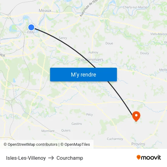 Isles-Les-Villenoy to Courchamp map