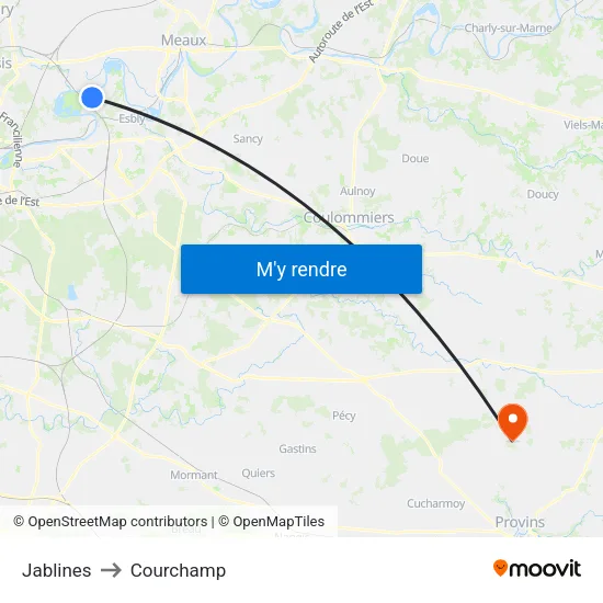 Jablines to Courchamp map