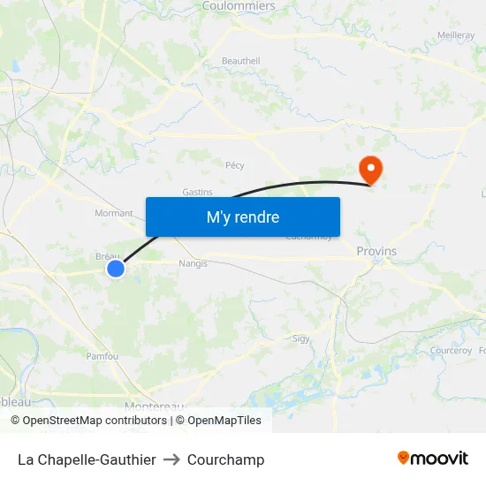 La Chapelle-Gauthier to Courchamp map