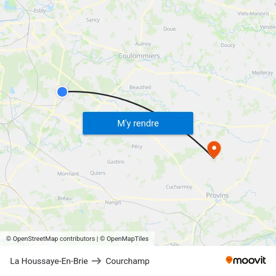 La Houssaye-En-Brie to Courchamp map
