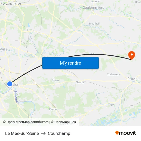 Le Mee-Sur-Seine to Courchamp map