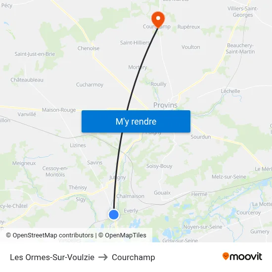 Les Ormes-Sur-Voulzie to Courchamp map