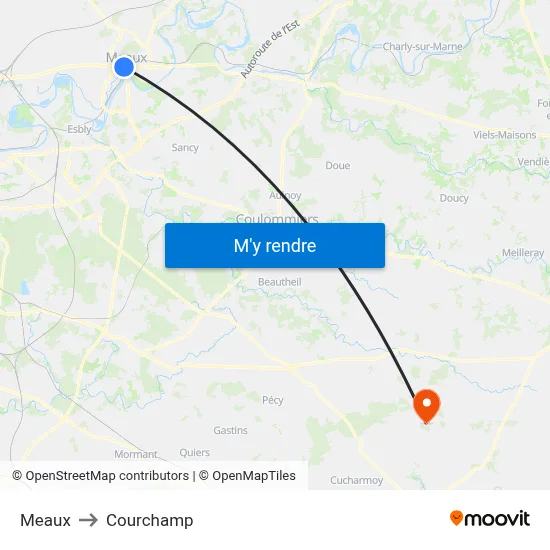 Meaux to Courchamp map