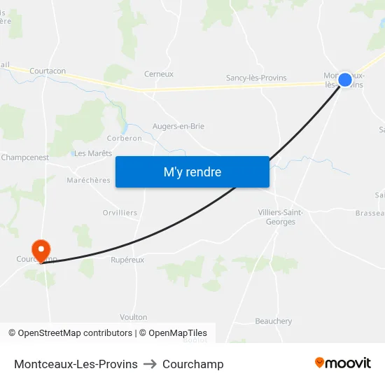 Montceaux-Les-Provins to Courchamp map