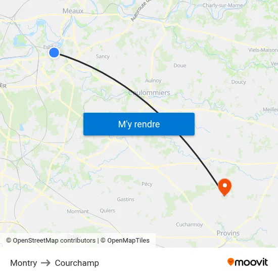 Montry to Courchamp map