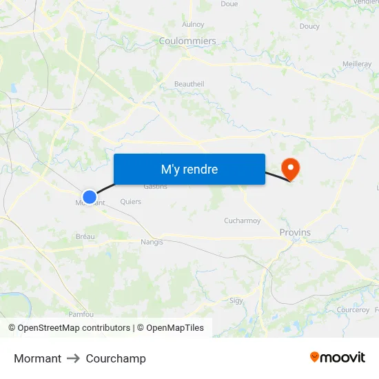Mormant to Courchamp map
