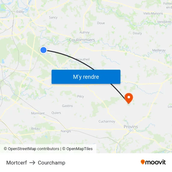 Mortcerf to Courchamp map