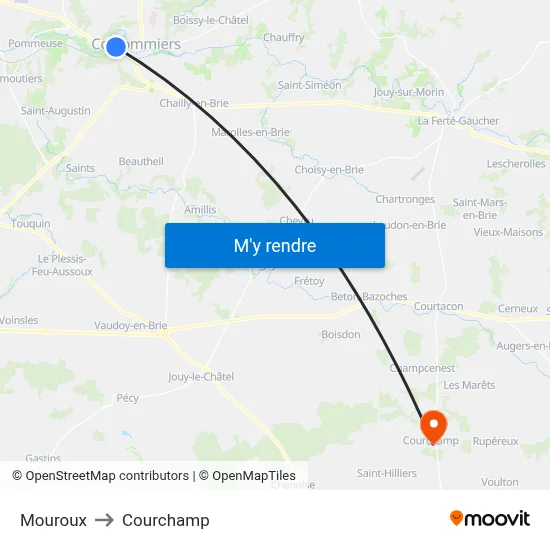 Mouroux to Courchamp map