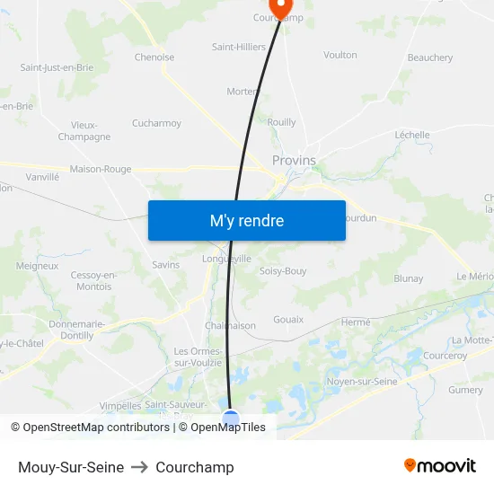 Mouy-Sur-Seine to Courchamp map