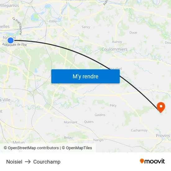 Noisiel to Courchamp map