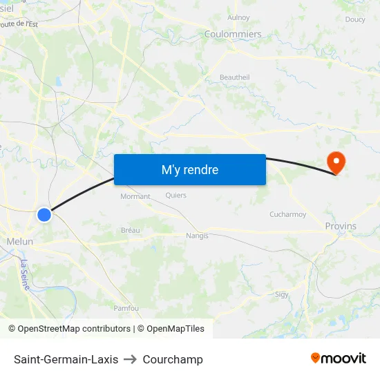Saint-Germain-Laxis to Courchamp map