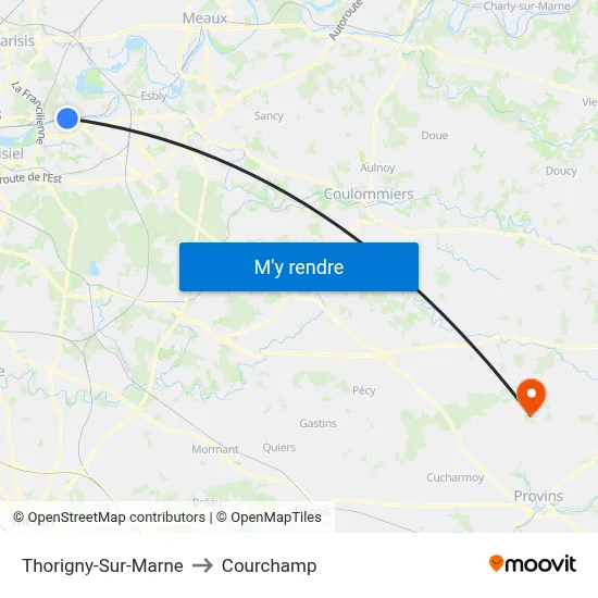Thorigny-Sur-Marne to Courchamp map