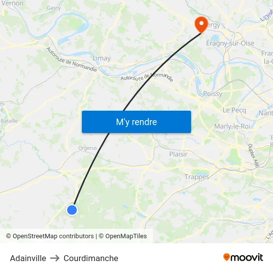 Adainville to Courdimanche map