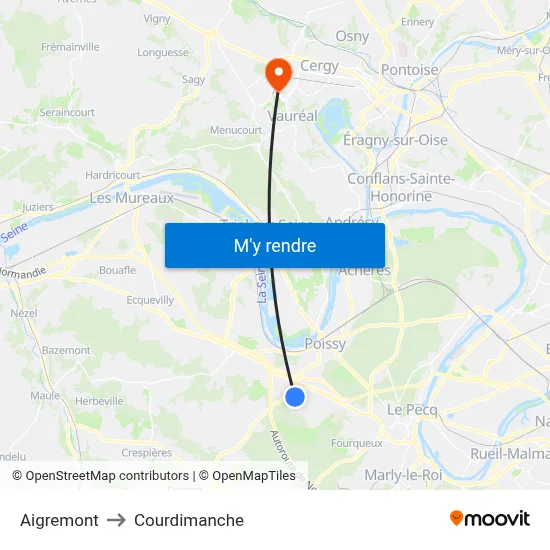 Aigremont to Courdimanche map