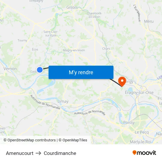 Amenucourt to Courdimanche map
