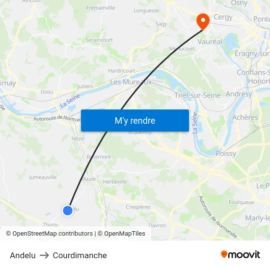 Andelu to Courdimanche map