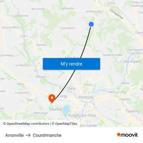 Arronville to Courdimanche map