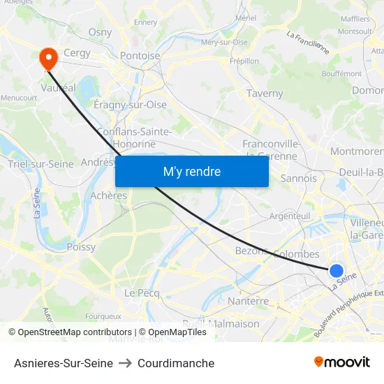 Asnieres-Sur-Seine to Courdimanche map