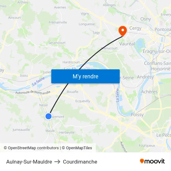 Aulnay-Sur-Mauldre to Courdimanche map