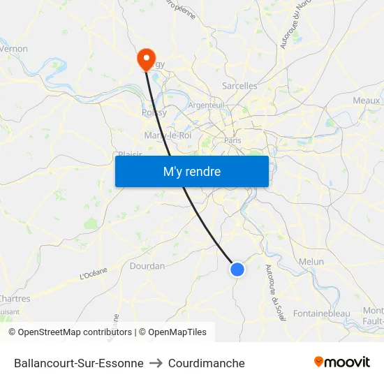Ballancourt-Sur-Essonne to Courdimanche map