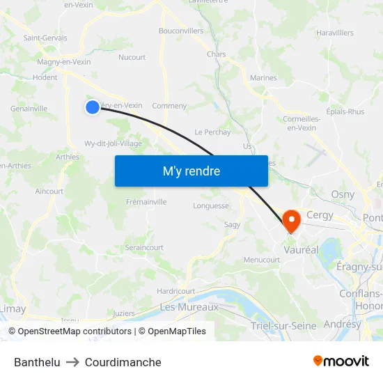 Banthelu to Courdimanche map