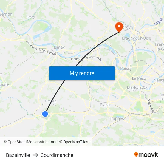 Bazainville to Courdimanche map