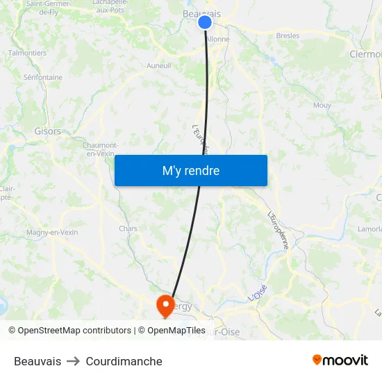 Beauvais to Courdimanche map