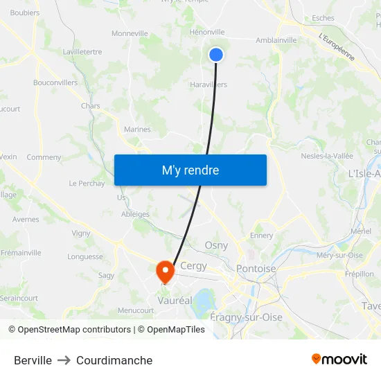 Berville to Courdimanche map