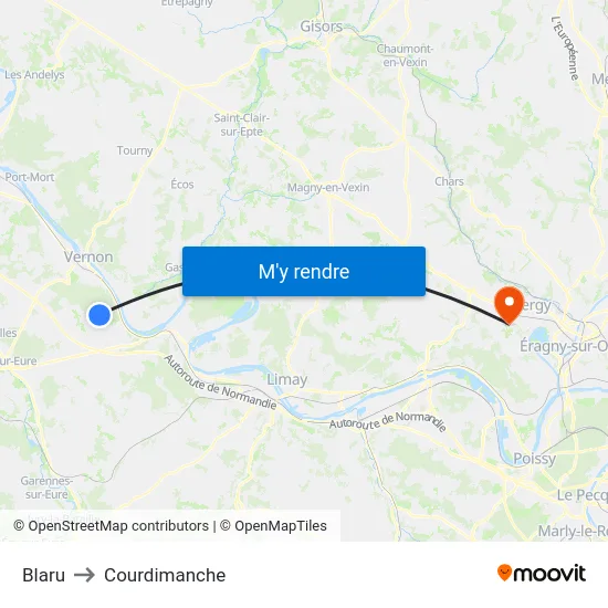 Blaru to Courdimanche map